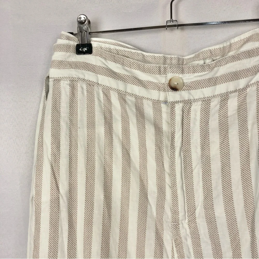 Torrid White & Tan Stripe Linen Wide‎ Leg Pants 24